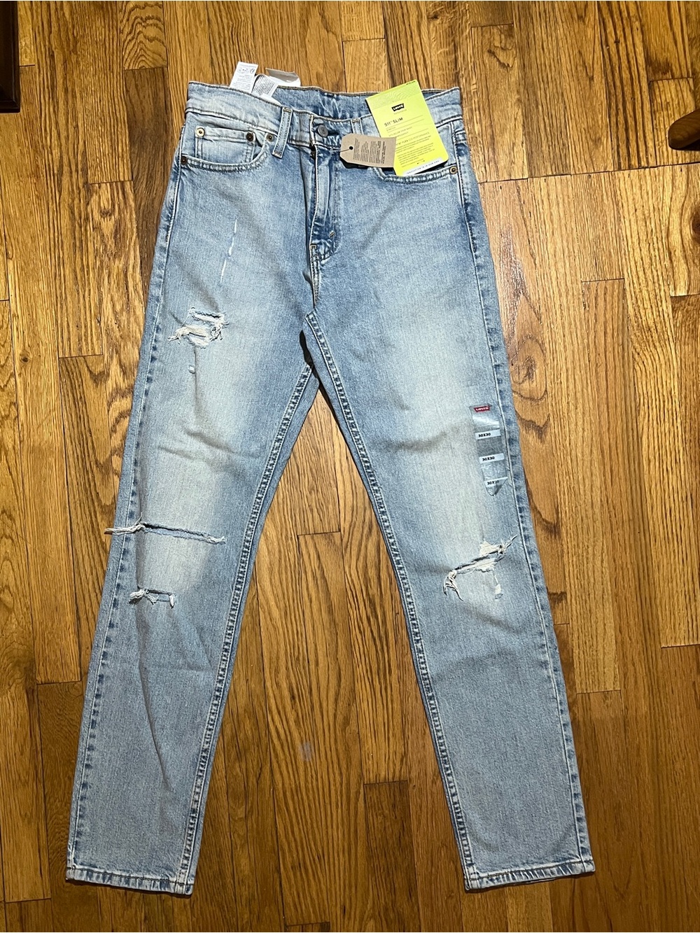 Levi's Jeans 511 Slim Fit Flex Stretch Ripped Light Wash Denim Blue Men 30x30